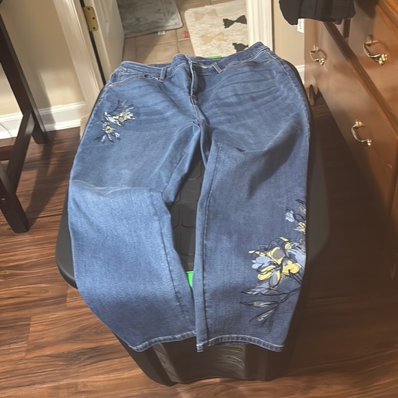 Chico's Denim - Floral Embroidered Blue Jeans